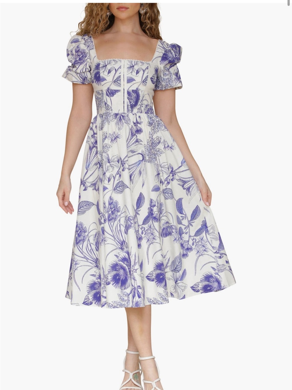 Avec Les Filles botanical print corset bodice stretch cotton mini dress